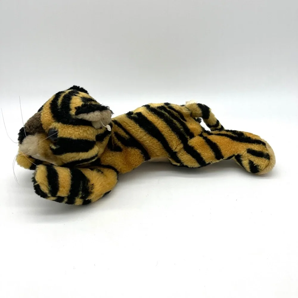 Toy Works Tiger Plush Stuffed Animal Striped‎ Laying Down Kitten Toy